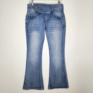 Flamingo Brand Flare Leg Jeans Womens Medium FITS 30×31 Mid Rise Stretch Y2K